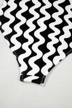 Black and White Patterned One-Piece Swimsuit Swimwear