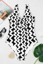 Black and White Patterned One-Piece Swimsuit Swimwear