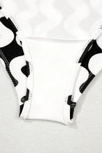 Black and White Patterned One-Piece Swimsuit Swimwear