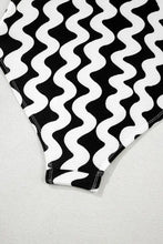 Black and White Patterned One-Piece Swimsuit Swimwear