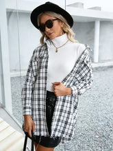 Plaid Tweed Shirt Jacket with Fringed Sleeve Length for Women Woman Outerwear