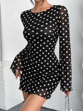Black Polka Dot Mesh Backless Dress Casual Dresses