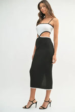 Ribbed Knit Color Block Midi Dress with Cutout Detail Woman Sweater Dresses