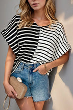 Black and White Striped Cotton Blend T Shirt for Women Stripe