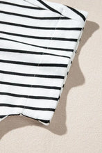 Black and White Striped Cotton Blend T Shirt for Women Woman T Shirts