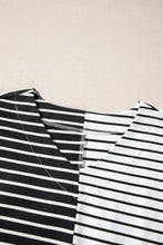 Black and White Striped Cotton Blend T Shirt for Women Woman T Shirts