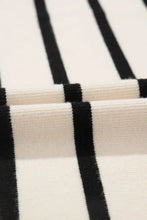 Black and white striped cotton cardigan sweater with buttons and textured weave