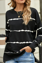 Black and White Striped Long Sleeve Shirt for Women Black
