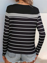 Black and White Striped Long Sleeve Shirt for Women