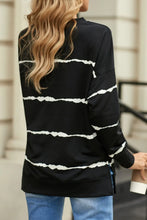 Black and White Striped Long Sleeve Shirt for Women