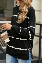 Black and White Striped Long Sleeve Shirt for Women