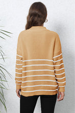 Black and White Striped Long Sleeve Sweater with Red Heart Patch