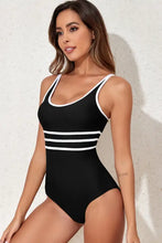 Black and White Striped One Piece Swimsuit with Removable Padding Swimwear