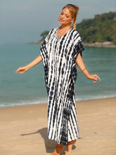 Black and White Tie-Dye Caftan Swimwear Cover-Up