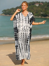 Black and White Tie-Dye Caftan Swimwear Cover-Up Swimwear Cover-Ups