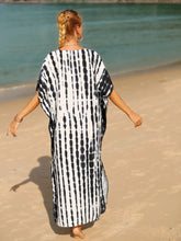 Black and White Tie-Dye Caftan Swimwear Cover-Up
