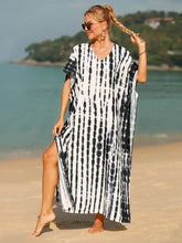 Black and White Tie-Dye Caftan Swimwear Cover-Up Swimwear Cover-Ups