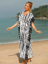 Black and White Tie-Dye Caftan Swimwear Cover-Up Swimwear Cover-Ups