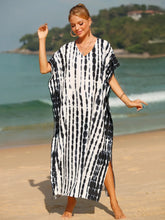 Black and White Tie-Dye Caftan Swimwear Cover-Up