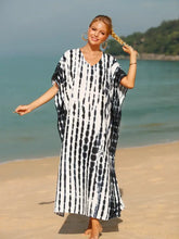 Black and White Tie-Dye Caftan Swimwear Cover-Up Swimwear Cover-Ups