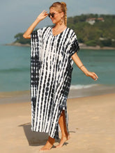 Black and White Tie-Dye Caftan Swimwear Cover-Up Swimwear Cover-Ups
