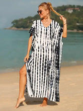 Black and White Tie-Dye Caftan Swimwear Cover-Up Swimwear Cover-Ups