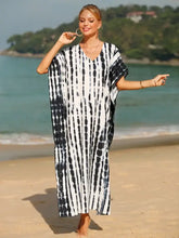 Black and White Tie-Dye Caftan Swimwear Cover-Up Swimwear Cover-Ups