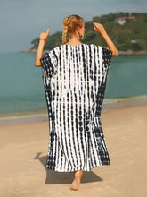 Black and White Tie-Dye Caftan Swimwear Cover-Up Swimwear Cover-Ups