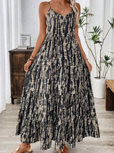 Black and White Tie Dye Tiered Sleeveless Maxi Dress Black