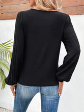 Black and White V Neck Sweater with Balloon Sleeves for Women