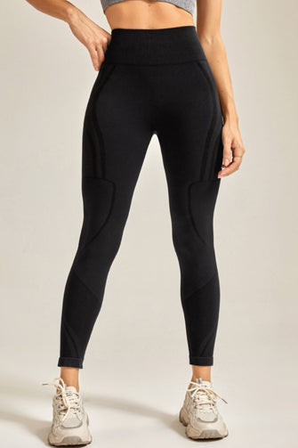 Black Athletic Leggings Slim Fit High Waisted for Women Black
