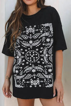 Black Bandana Print Oversized Cotton T-Shirt for Women Woman T Shirts