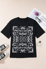 Black Bandana Print Oversized Cotton T-Shirt for Women Woman T Shirts