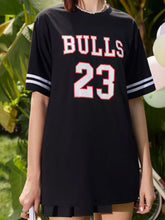 Black Bulls Jersey Dress with White Stripes for Women