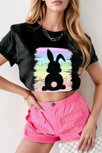 Black Bunny Graphic Crop Top for Women Black