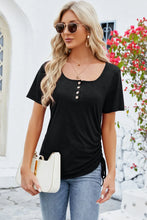 Black Button-Up T-Shirt for Women with Short Sleeve Length Black