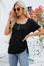 Black Button-Up T-Shirt for Women with Short Sleeve Length Woman T Shirts