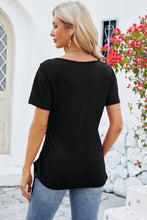 Black Button-Up T-Shirt for Women with Short Sleeve Length