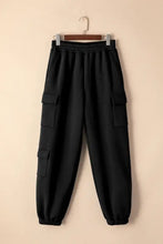 Black Cargo Sweatpants Cotton Polyester Blend Basic Style for Women Woman Leggings