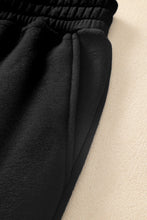 Black Cargo Sweatpants Cotton Polyester Blend Basic Style for Women
