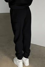 Black Cargo Sweatpants Cotton Polyester Blend Basic Style for Women Woman Leggings