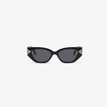 Black Cat Eye Sunglasses with Diamond Accents UV400 Protection Gold One Size
