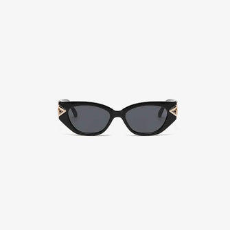 Black Cat Eye Sunglasses with Diamond Accents UV400 Protection Gold One Size
