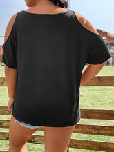 Black Cold Shoulder Skull Graphic T Shirt for Women