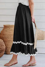 Black Cotton Maxi Skirt with White Scalloped Trim Woman Skirts