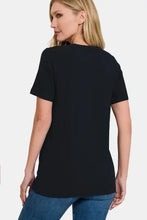 Black crew neck short sleeve t-shirt for women