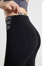 Black Criss-Cross Waistband Leggings with Angel Slogan