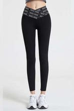 Black Criss-Cross Waistband Leggings with Angel Slogan