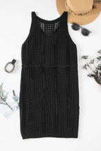 Black Crochet Knit Beach Cover-Up Dress Swimwear Cover-Ups