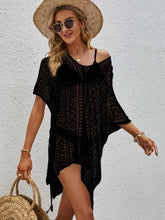 Black Crochet Lace Swimwear Cover-Up for Women